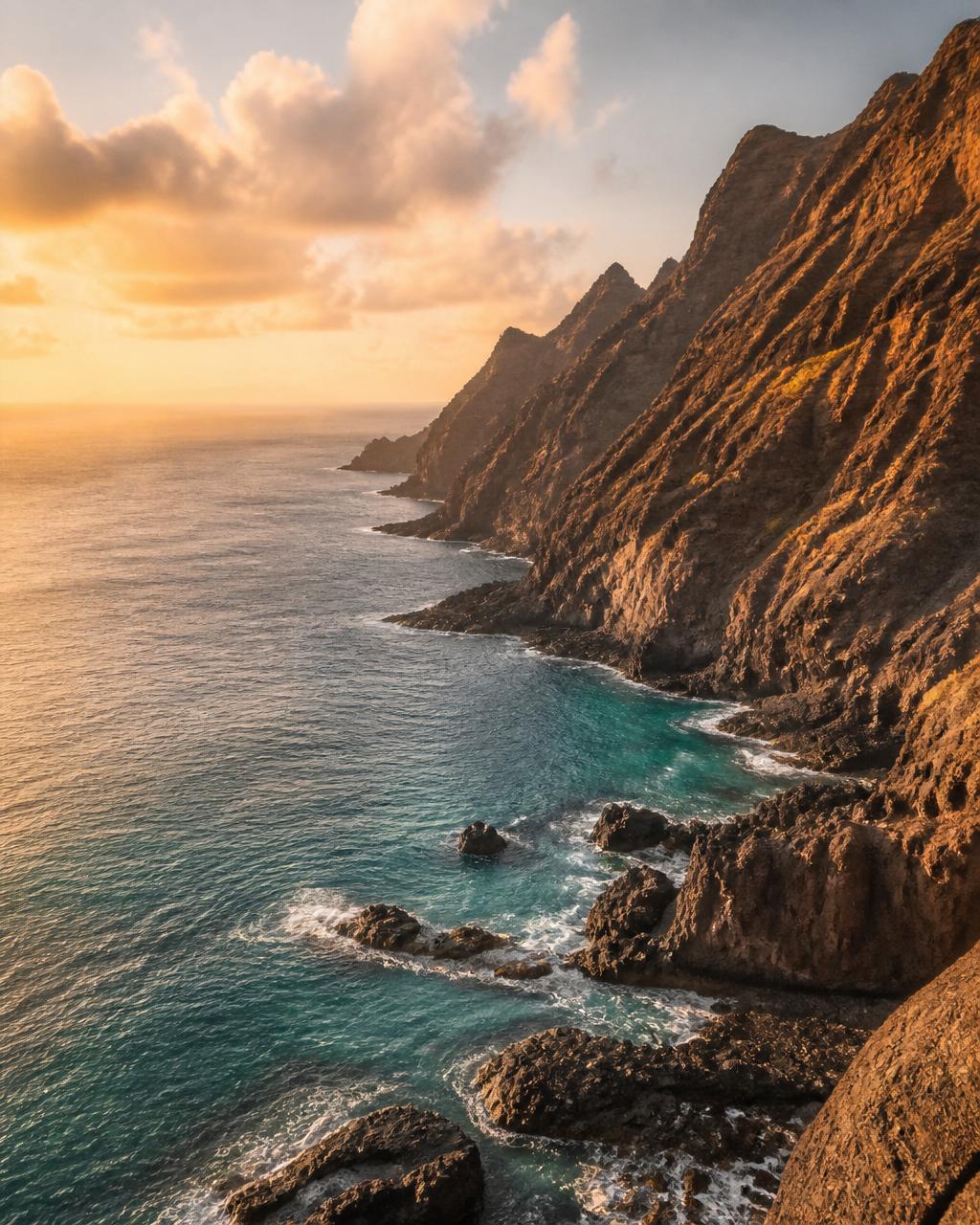 Litoral de Gran Canaria ao pôr do sol